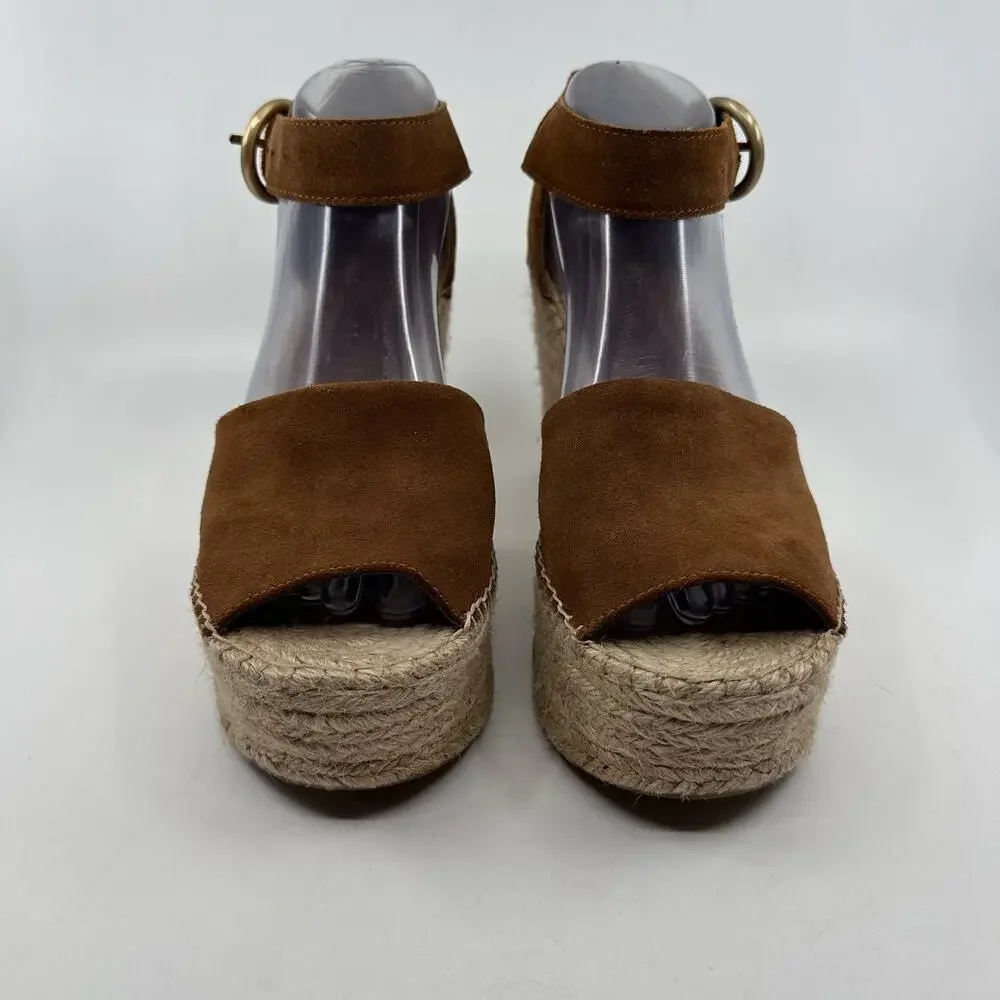 Marc Fisher Ltd Mlalida Espadrille WMN Platform Wedge Leather Brown US10M Sandal